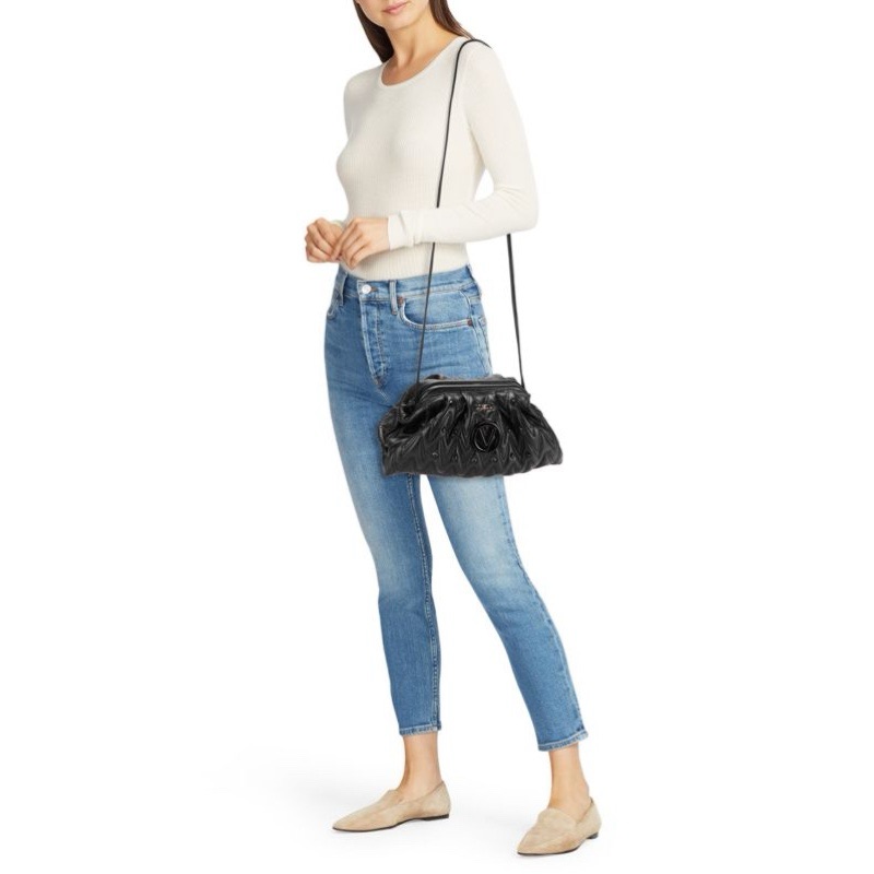 Valentino By Mario Valentino Black Quilted Leather Crossbody Bag